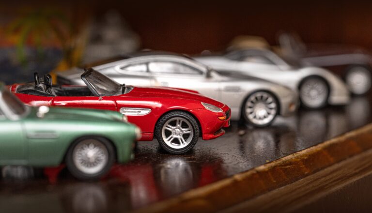 Vintage model cars in a row