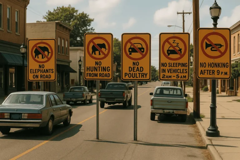 road signs with weird driving laws