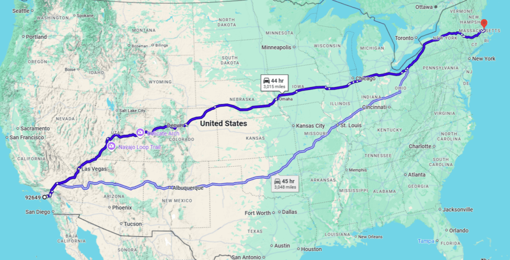 Huntington Beach, CA to Hull, MA