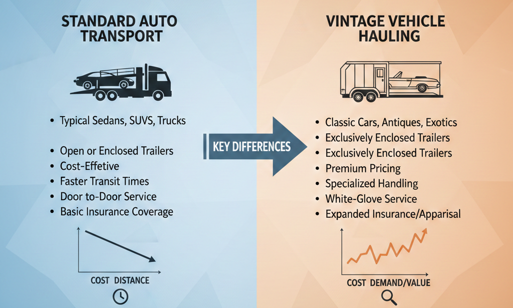 Standard Auto Transport VS. Vintage Vehicle Hauling