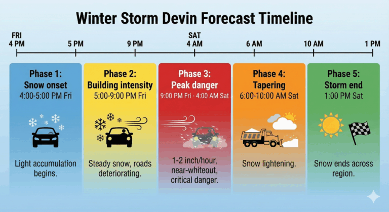 Winter Storm Devin Forecast Timeline