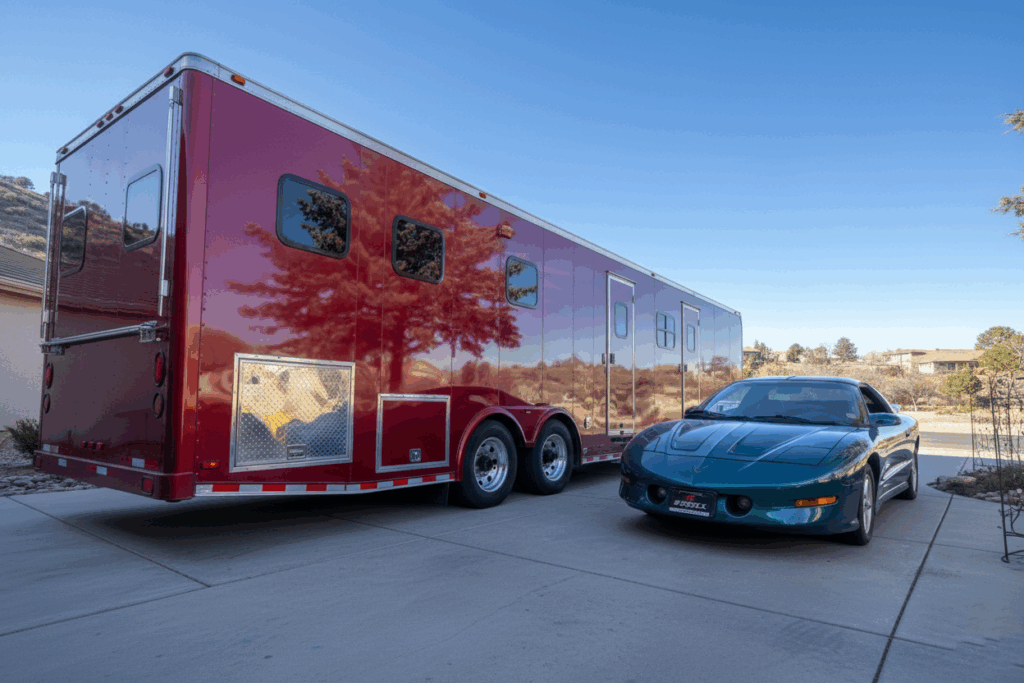 7 car enclosed trailer and muscle Pontiac