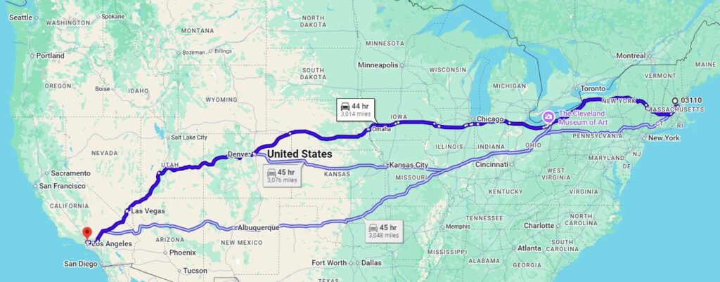 Glendale, CA, 91201 to Bedford, NH, 03110