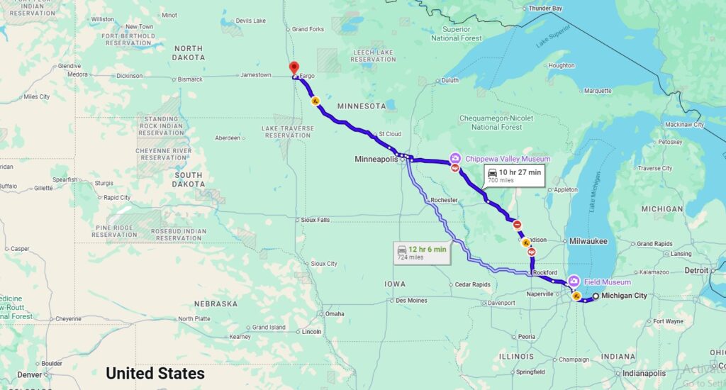 Michigan City, IN to Fargo, ND