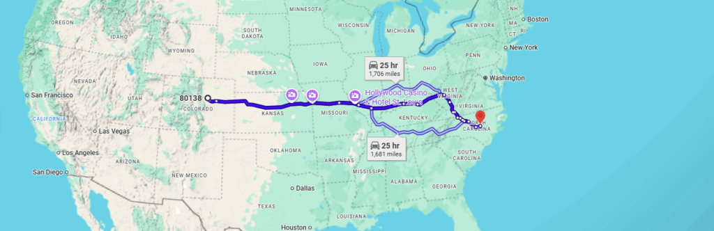 Colorado to North Carolina