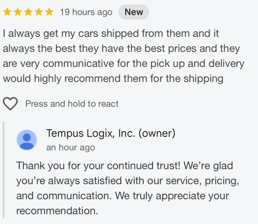 Positive feedback from customer 