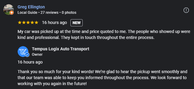 positive feedback from Tempus customer