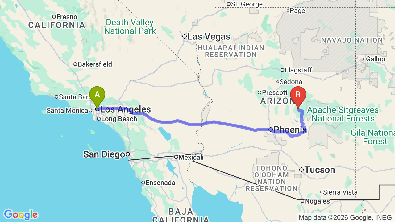 Route map: Smooth Los Angeles to Arizona Car Shipping for Your Big Move