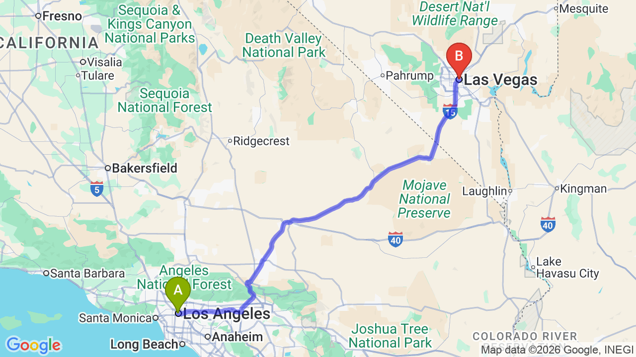 Route map: Los Angeles to Las Vegas Car Shipping | Fast & Reliable Relocation