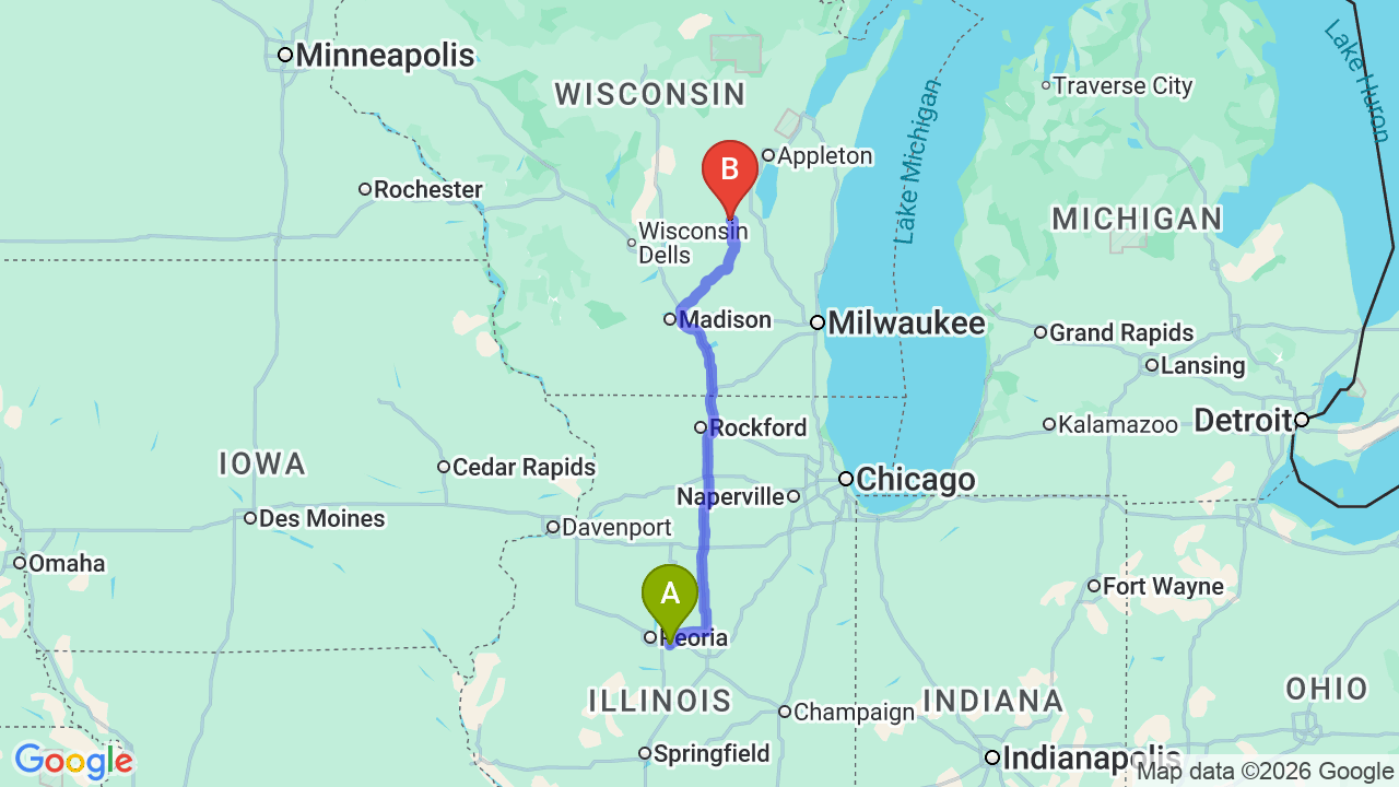 Route map: Illinois to Wisconsin Car Shipping: The Complete Relocator’s Guide