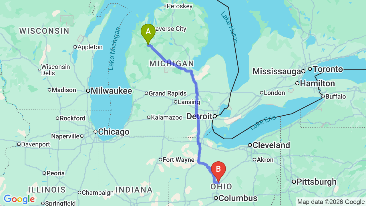Route map: Professional Michigan to Ohio Car Shipping for Your Career Move