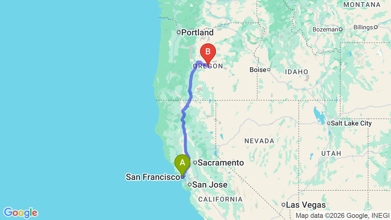 Route map: Streamlined San Francisco to Oregon Car Shipping for Your Professional Move