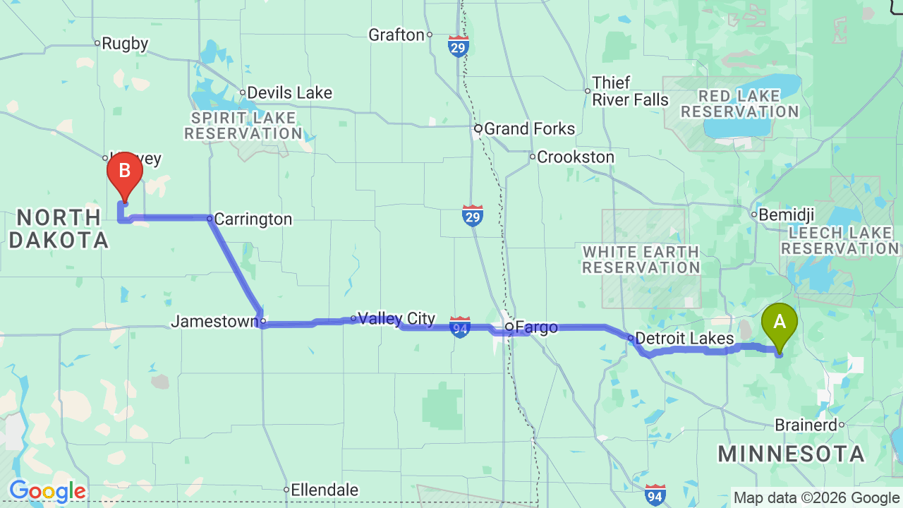 Route map: Minnesota to North Dakota Car Shipping | Relocation Guide