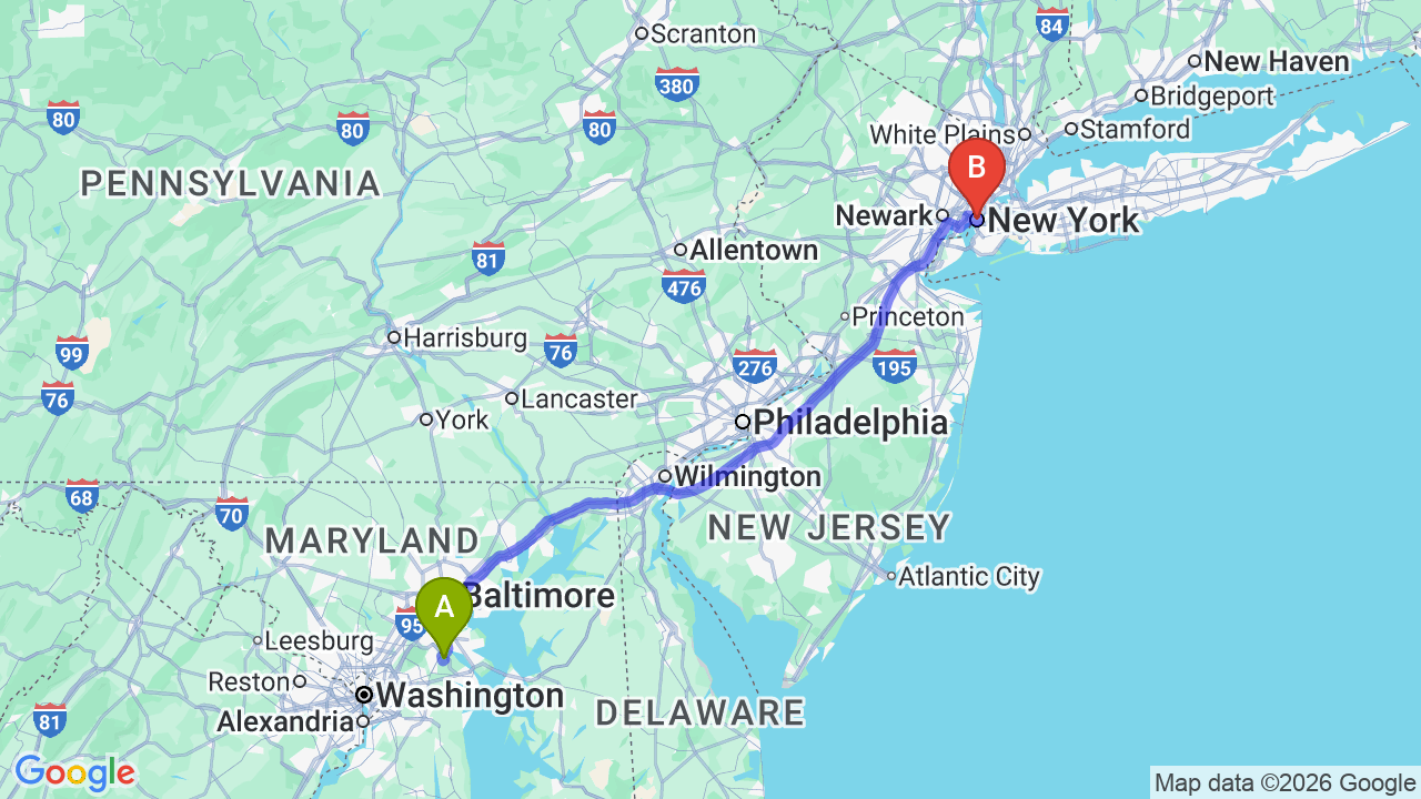 Route map: Maryland to New York Car Shipping: Stress-Free Relocation for Your Next Big Move