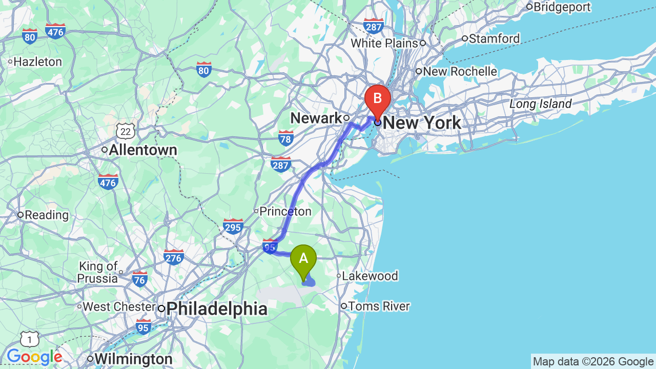 Route map: New Jersey to New York Car Shipping: The Complete Relocator’s Guide