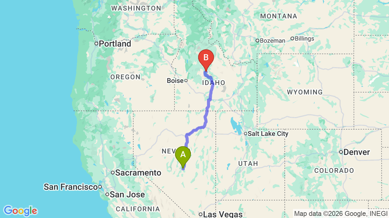 Route map: Nevada to Idaho Car Shipping: The Complete Relocation Guide