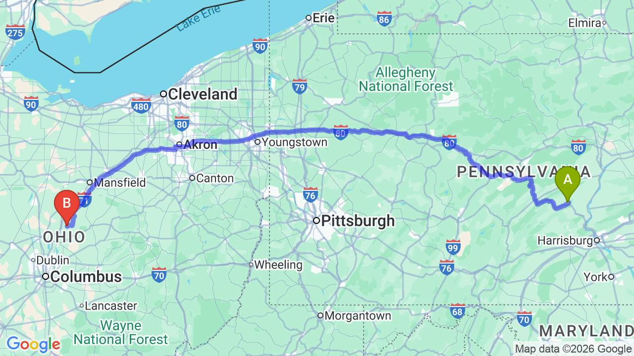 Route map: Pennsylvania to Ohio Car Shipping: Seamless Transport for Your New Beginning
