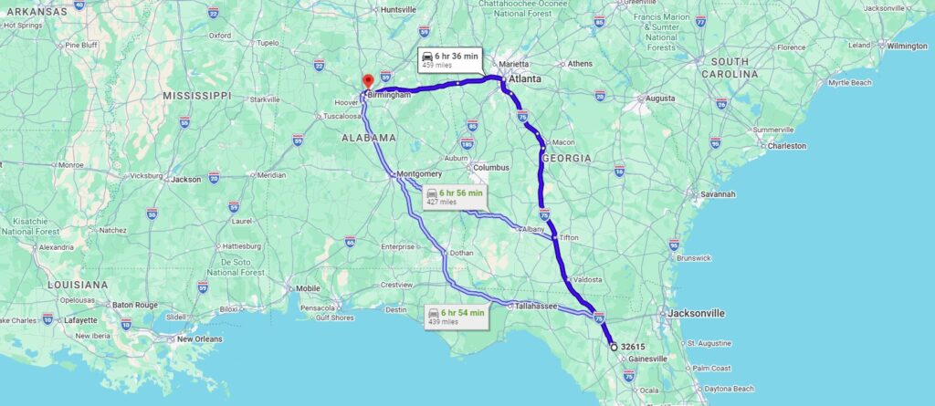 Alachua, FL, 32615 to Birmingham, AL, 35206