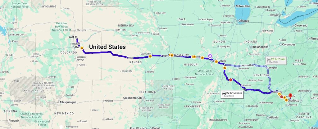 Ault, CO, 80610 to Rutherfordton, NC, 28139