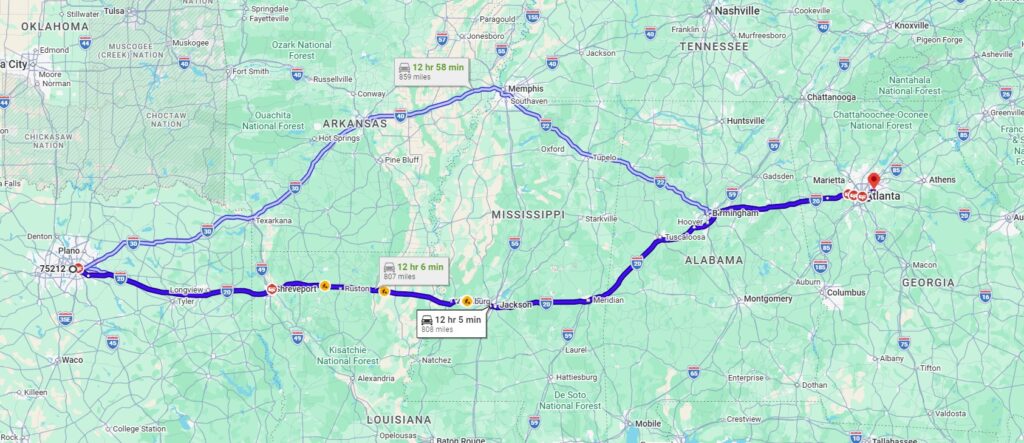 Dallas, TX, 75212 to Stone Mountain, GA, 30083