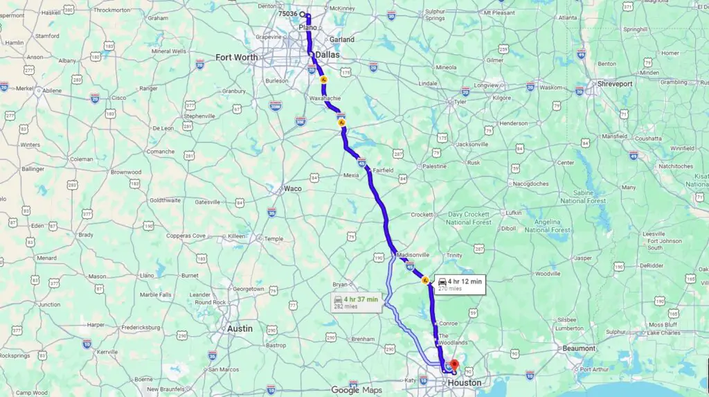 Frisco, TX, 75036 to Houston, TX, 77078