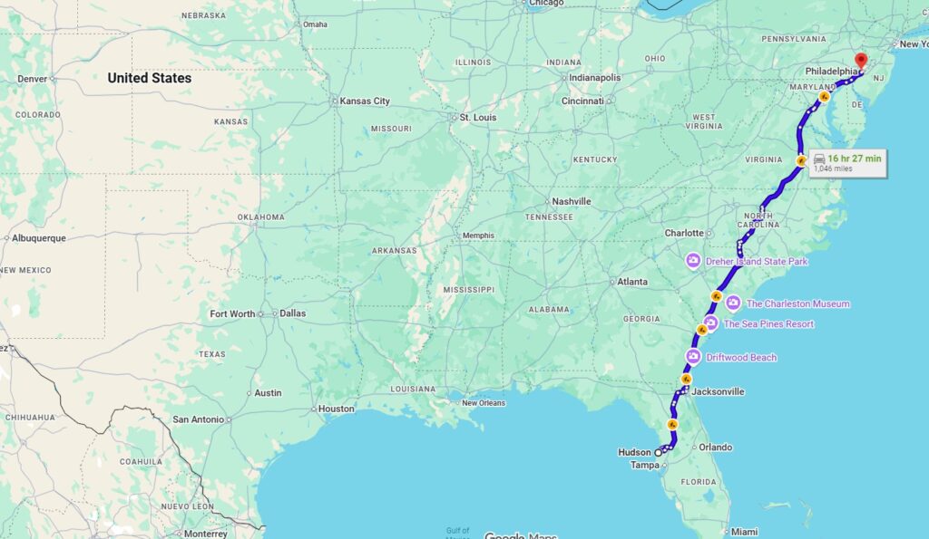Hudson, FL, 34667 to Philadelphia, PA, 19142