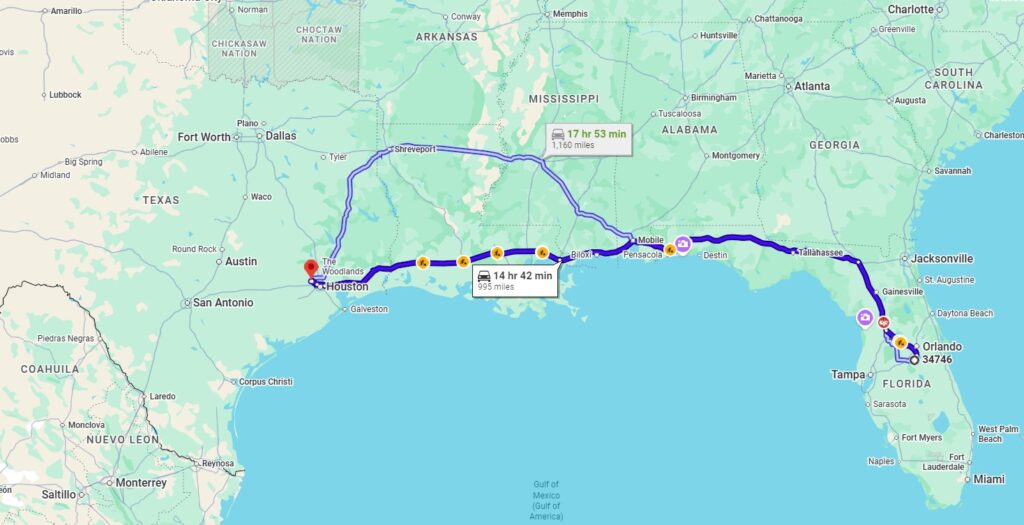 Kissimmee, FL, 34746 to Houston, TX, 77041