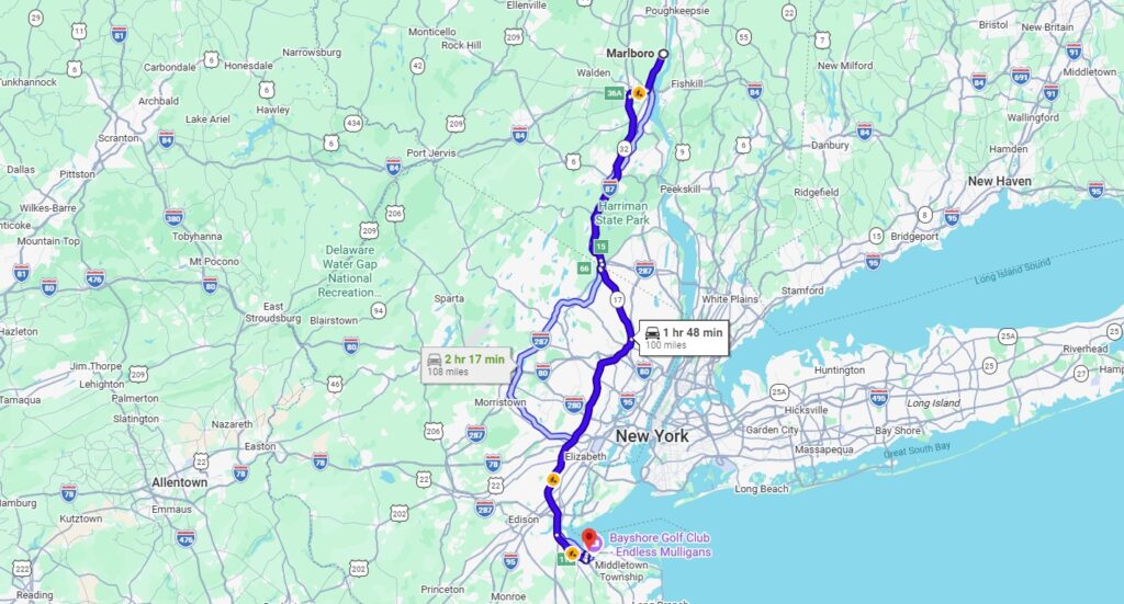 Marlboro, NY, 12542 to Keyport, NJ, 07735