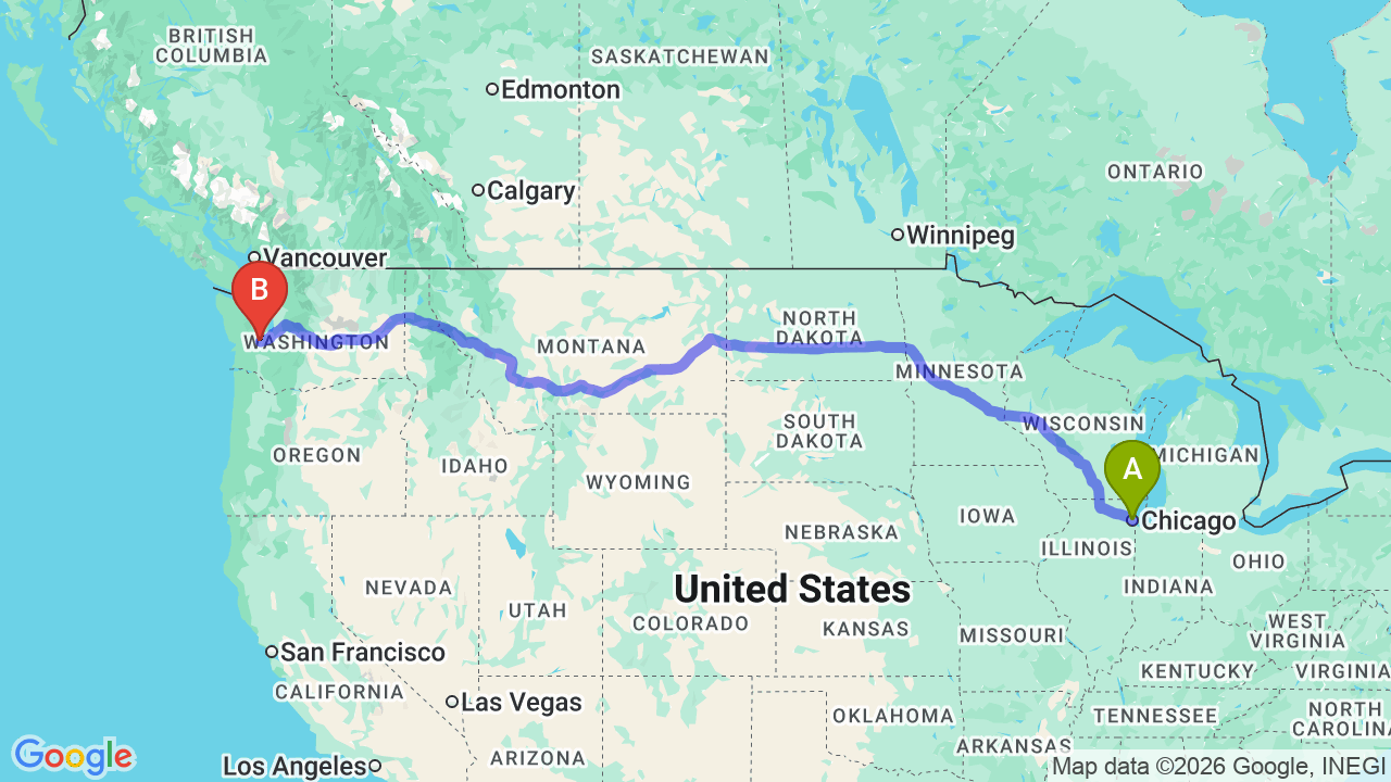 Route map: Chicago to Washington Car Shipping: Professional Relocation Guide