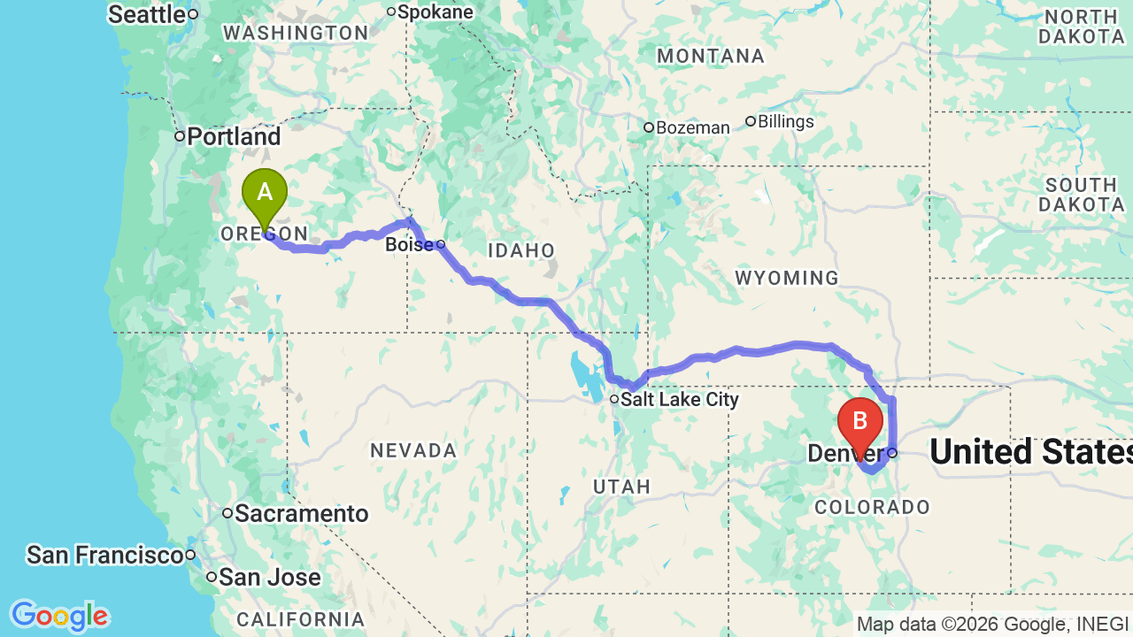 Route map: Oregon to Colorado Car Shipping: Expert Auto Transport for Your Relocation