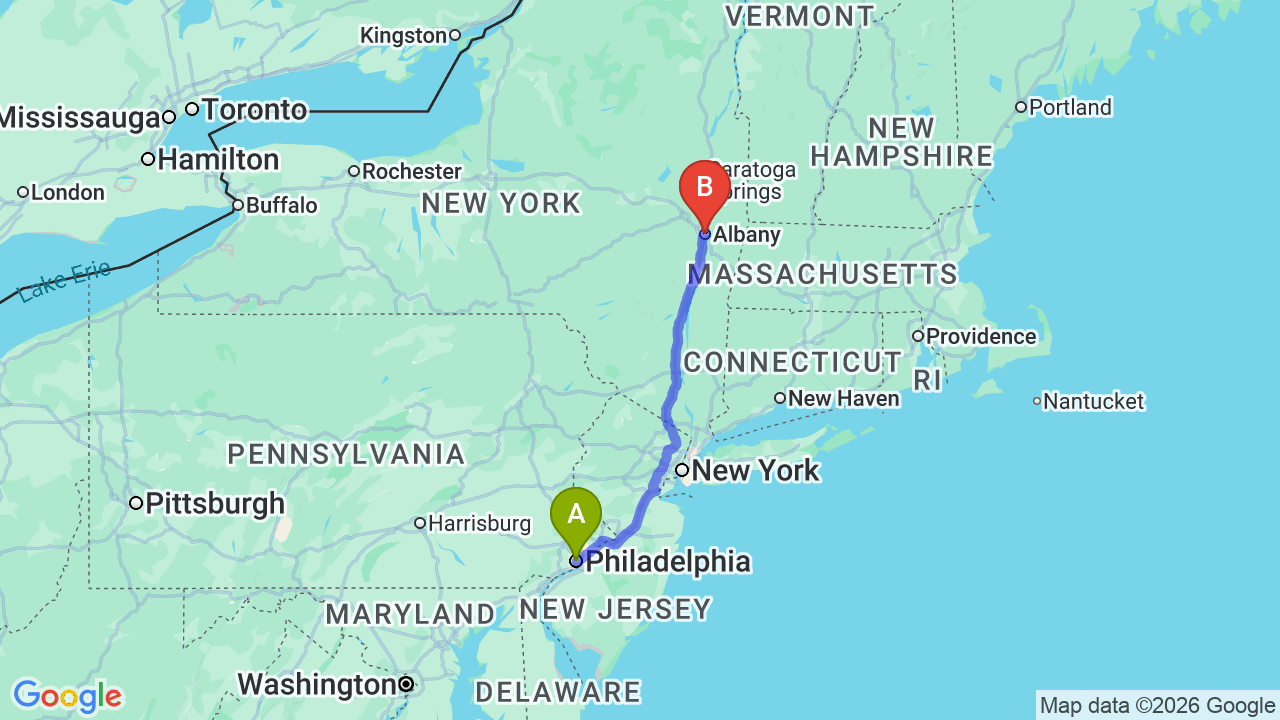 Route map: Pennsylvania to New York Car Shipping | Reliable Relocation Auto Transport
