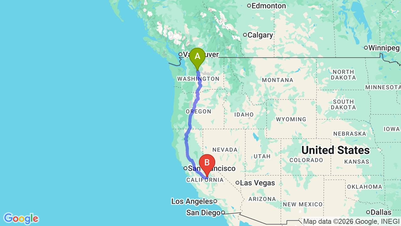 Route map: Seattle to California Car Shipping: Expert Guide for Your Smooth Relocation