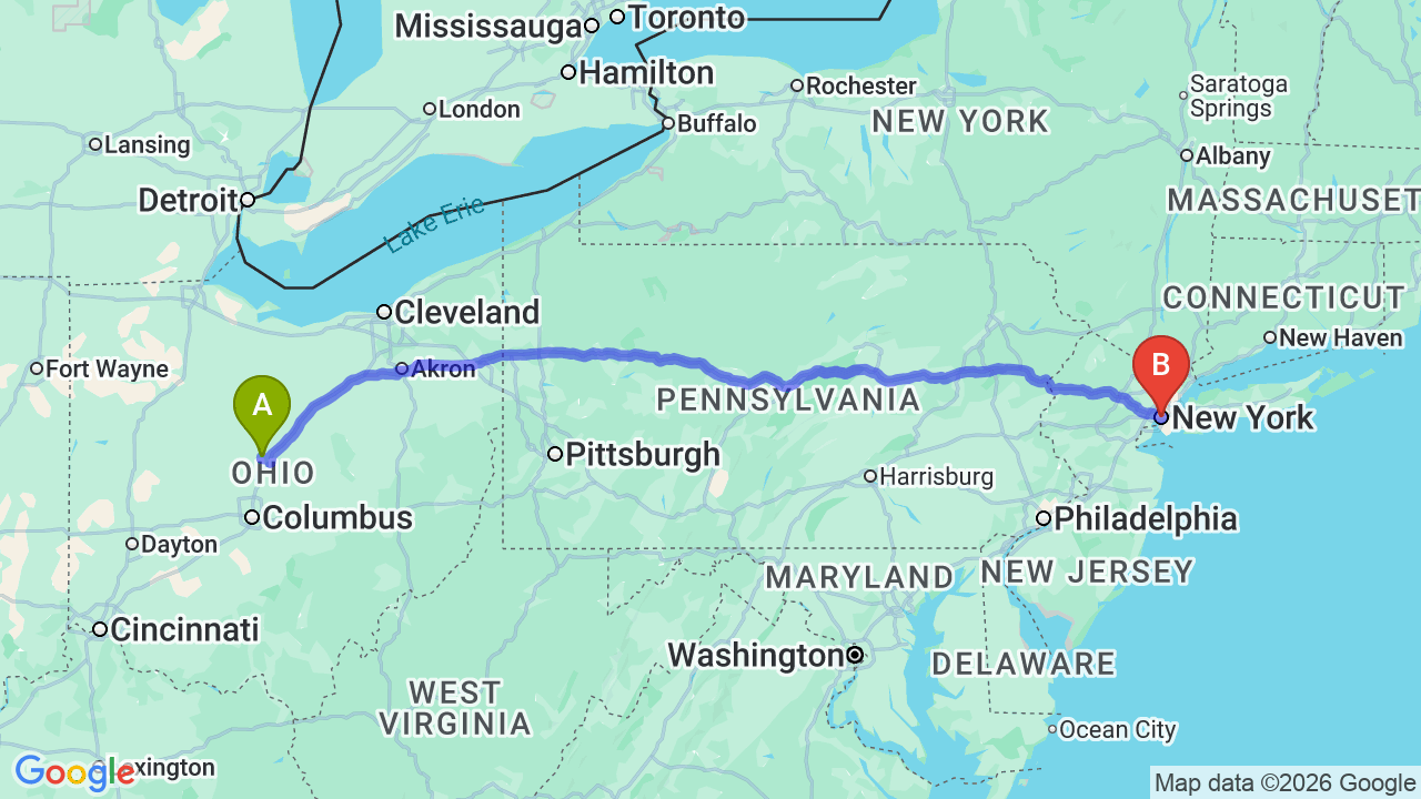 Route map: Ohio to New York Car Shipping: Reliable Solutions for Your Relocation