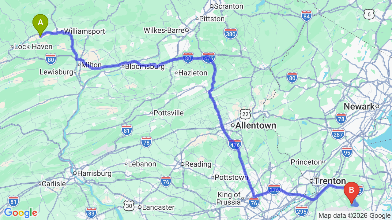 Route map: Pennsylvania to New Jersey Car Shipping: Reliable Transport for Your Relocation
