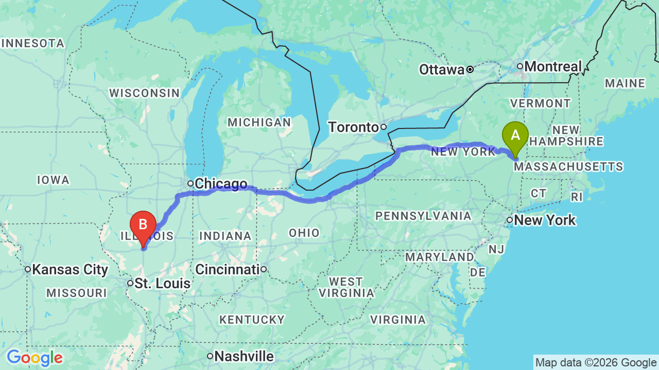 Route map: New York to Illinois Car Shipping: Expert Vehicle Transport for Your Relocation