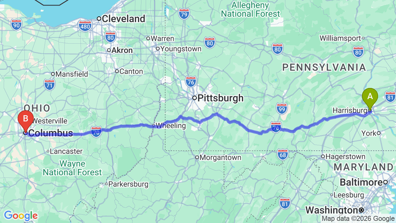 Route map: Pennsylvania to Ohio Car Shipping: Reliable Solutions for Your Career Move