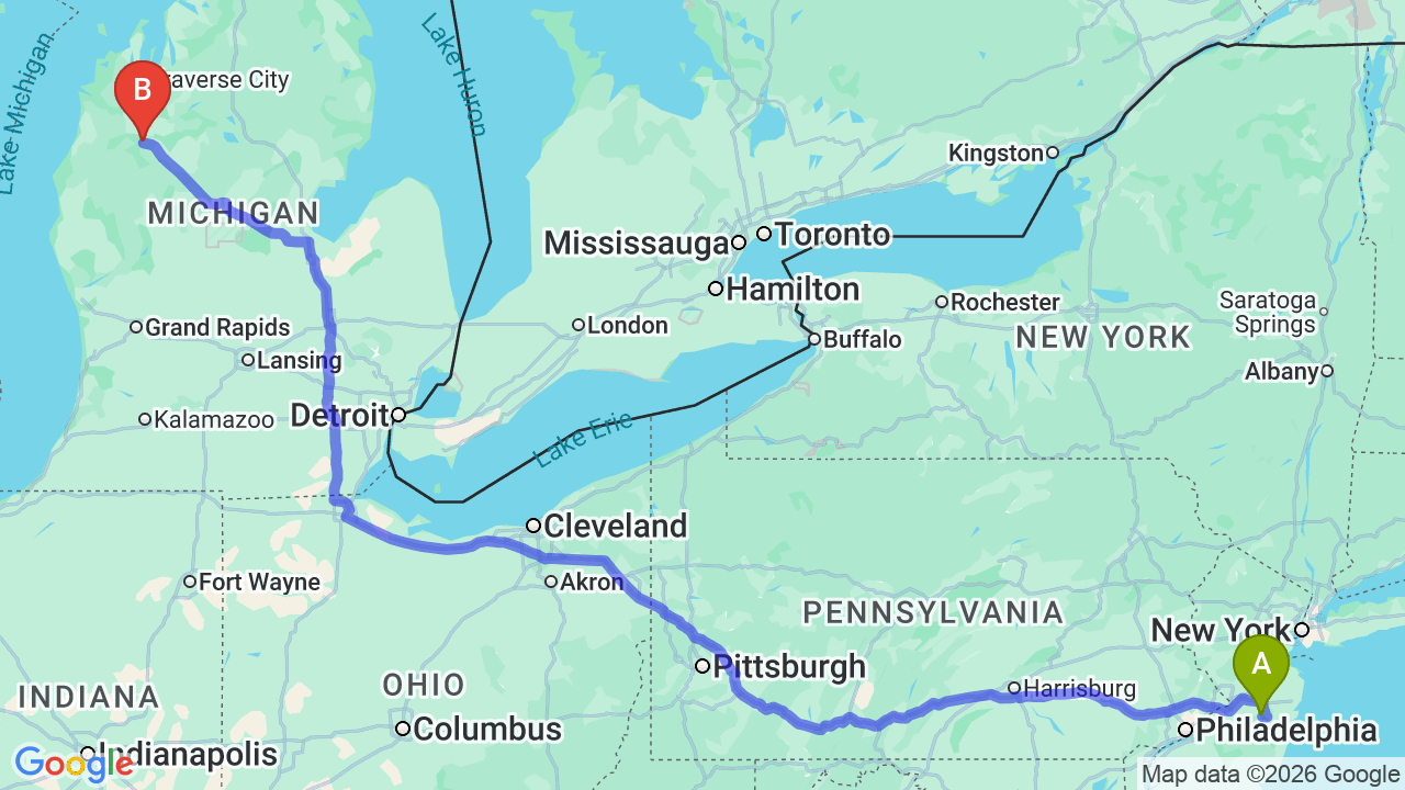 Route map: New Jersey to Michigan Car Shipping: Seamless Relocation Services