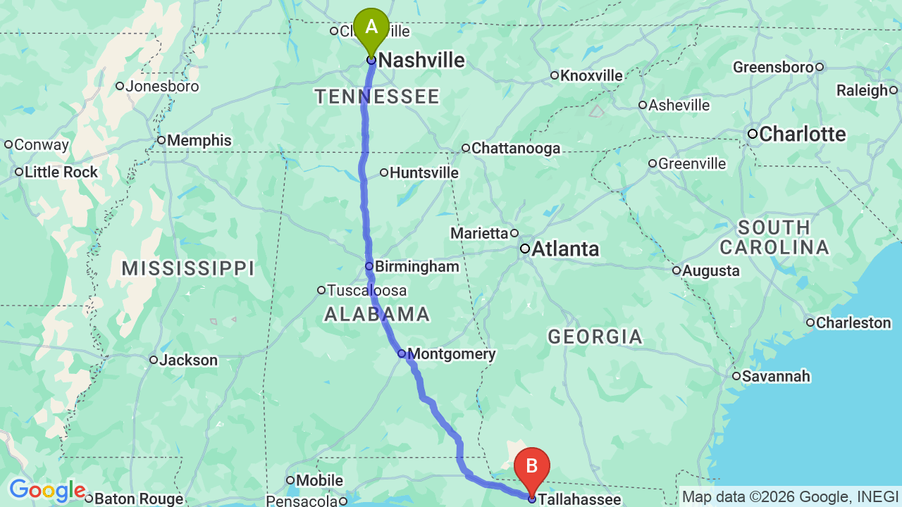 Route map: Tennessee to Florida Car Shipping: Reliable Transport for Your New Chapter