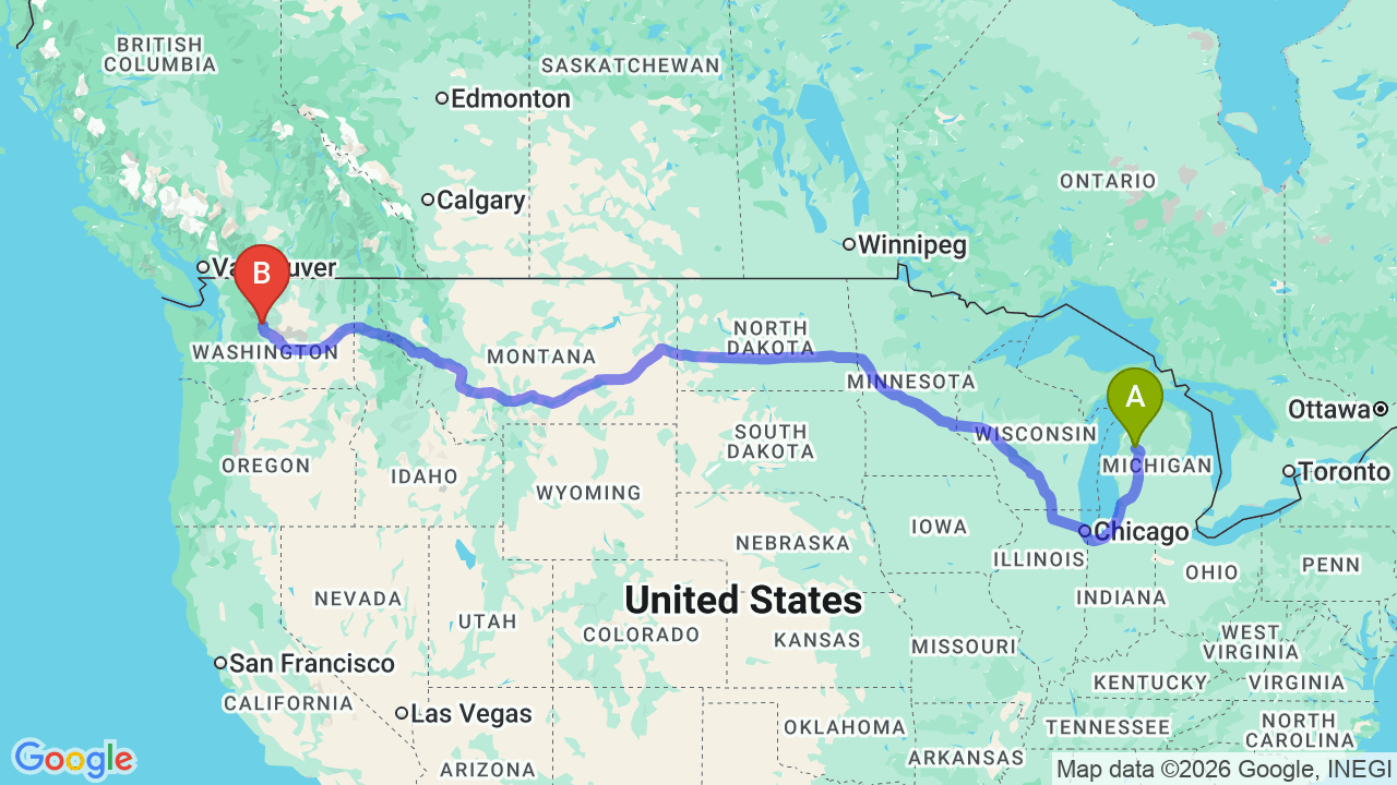 Route map: Michigan to Washington Car Shipping: Reliable Relocation for Your Professional Move