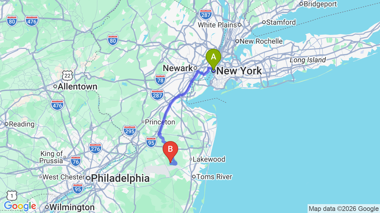 Route map: New York to New Jersey Car Shipping: Streamlined Transport for Your New Chapter