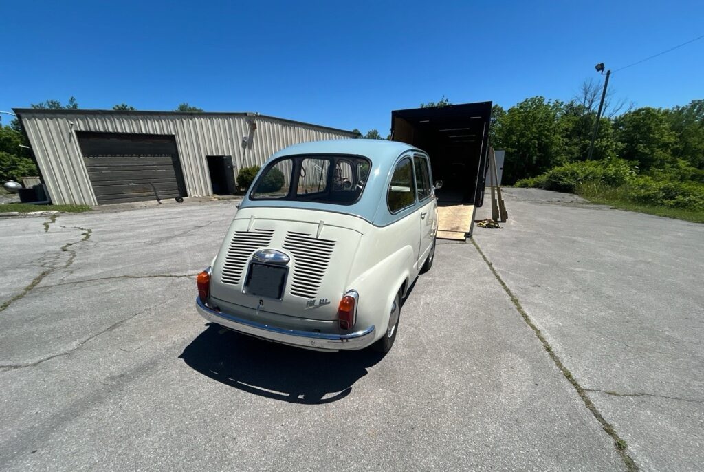 1963 Fiat 600 Multipla with an enclosed trailer