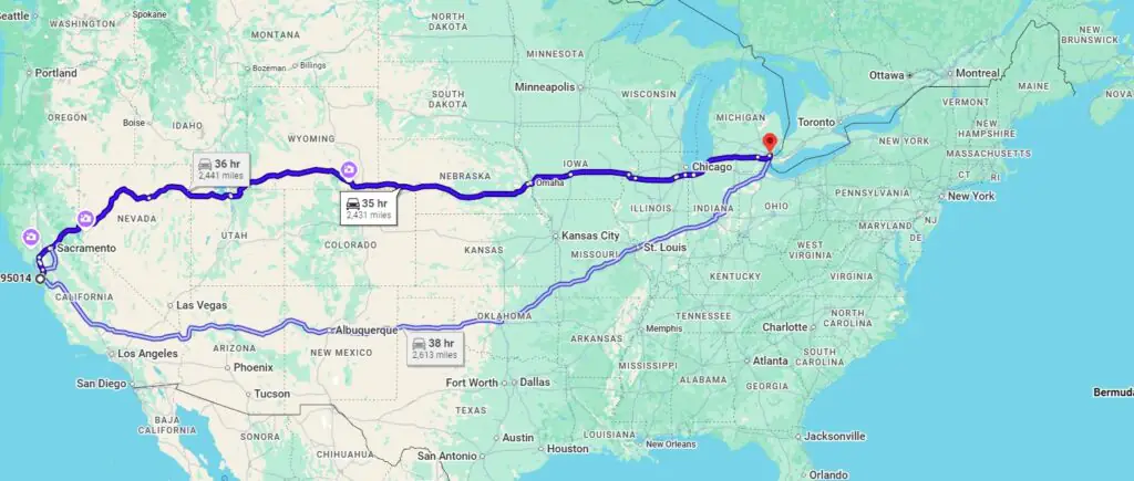 Cupertino, CA to Dearborn, MI