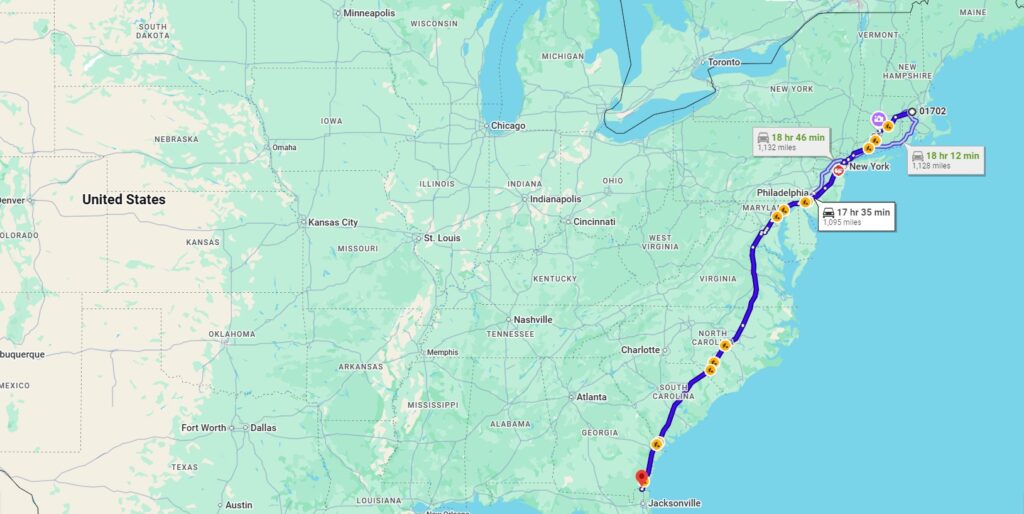 Framingham, MA, 01702 to Kingsland, GA, 31548