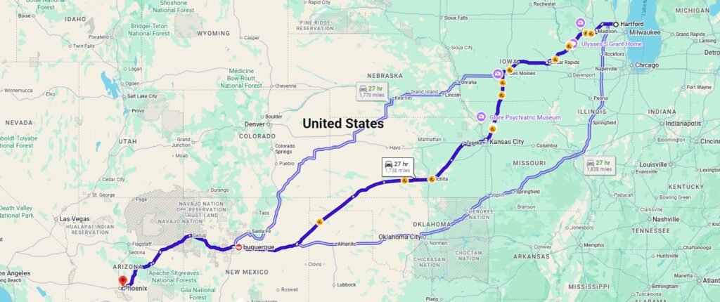 Hartford, WI, 53027 to Tempe, AZ, 85288