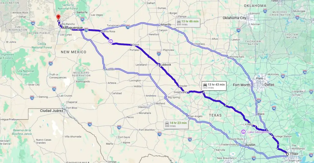 Houston, TX, 77041 to Rio Rancho, NM, 87144