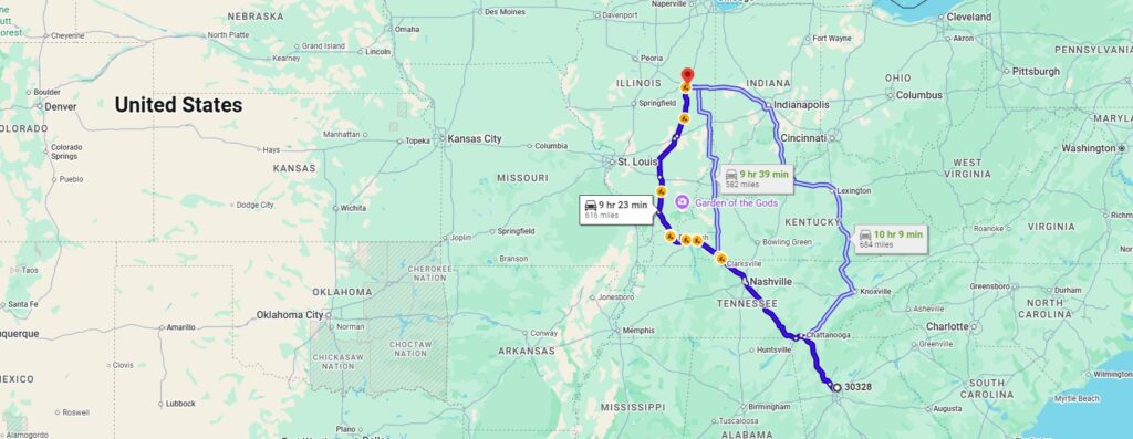 Sandy Springs, GA, 30328 to Champaign, IL, 61822