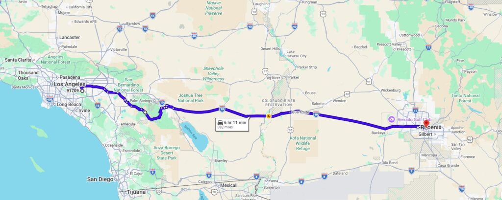Chino Hills, CA, 91709 to Tempe, AZ, 85280