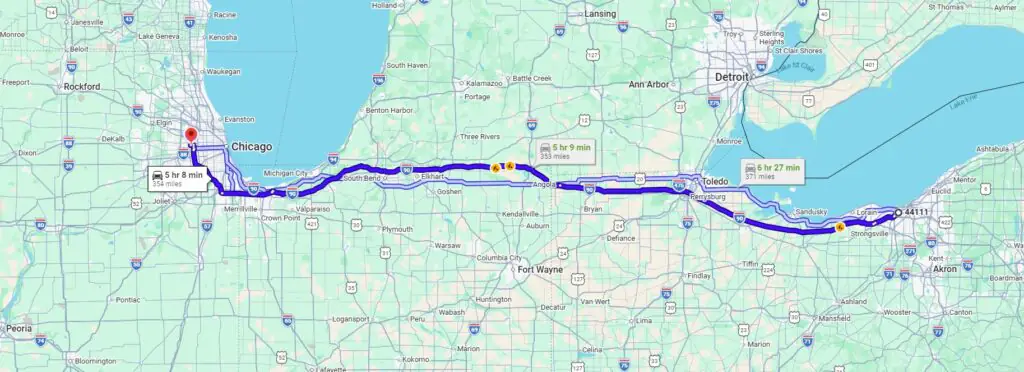Cleveland, OH, 44111 to Elmhurst, IL, 60126