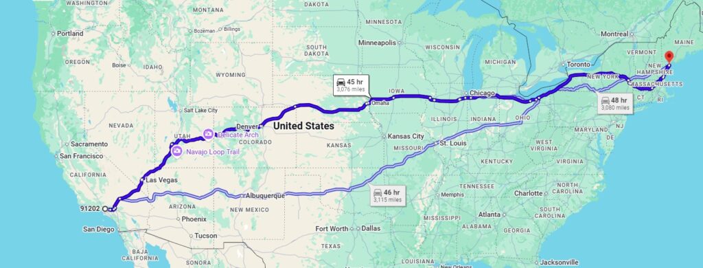 Glendale, CA, 91202 to Scarborough, ME, 04074