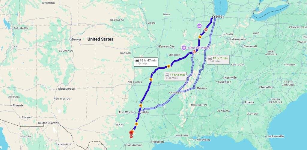 Hinsdale, IL, 60521 to Austin, TX, 78705
